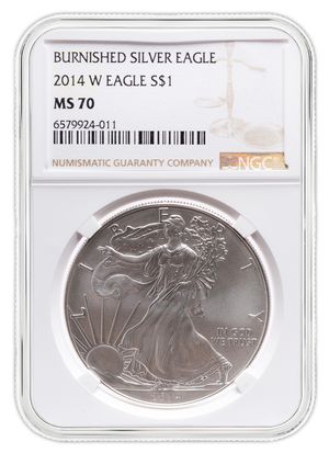 2014-W Burnished Silver Eagle NGC MS70