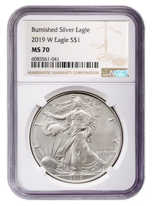 2019-W Burnished Silver Eagle NGC MS70