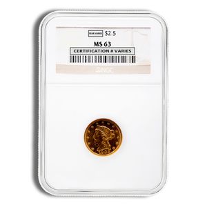 $2.5 Gold Liberty Quarter Eagle - NGC MS63 (Random Year)