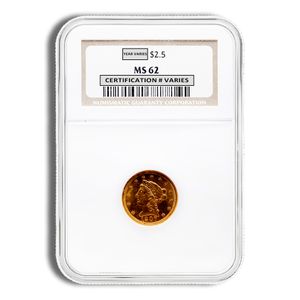 $2.5 Gold Liberty Quarter Eagle - NGC MS62 (Random Year)