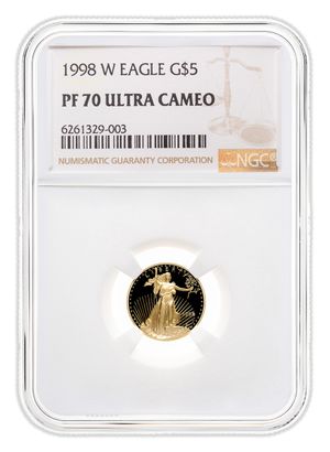 1998-W 1/10 oz Proof Gold Eagle $5 NGC PF70