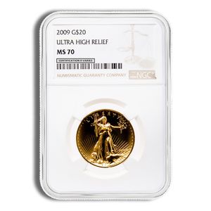 2009 Ultra High Relief $20 Double Eagle Gold Coin - NGC MS70
