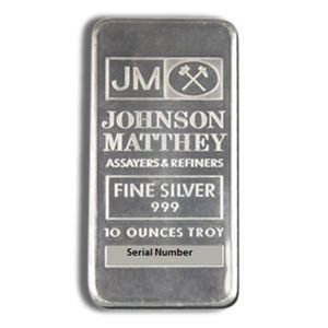 10 Oz Silver Bar - Johnson Matthey JM