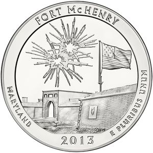 2013 5 oz ATB Fort McHenry Silver Coin - BU