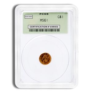 $1 Gold Liberty Type 1 - PCGS MS61 (Random Year)