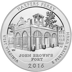 2016 5 oz ATB Harpers Ferry Silver Coin - BU