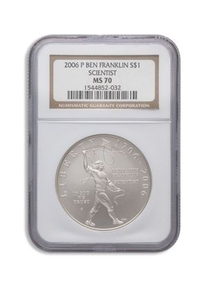 2006-P $1 Franklin Scientist Silver Commem - NGC MS70
