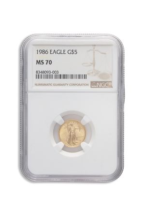 1986 1/10 oz Gold Eagle $5 NGC MS70