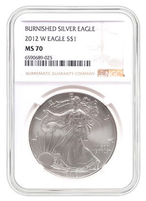 2012-W Burnished Silver Eagle NGC MS70