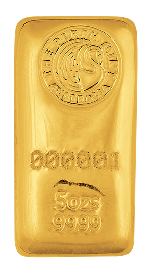 5 oz Gold Bar - Perth Mint (Cast)