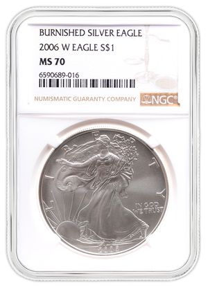 2006-W Burnished Silver Eagle NGC MS70