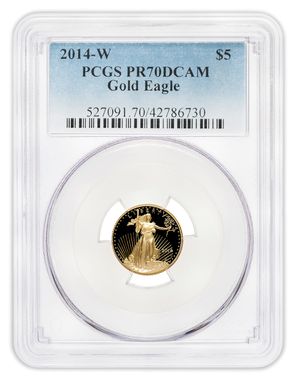 2014-W 1/10 oz Proof Gold Eagle $5 PCGS PR70