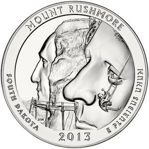 2013 5 oz ATB Mount Rushmore Silver Coin - BU