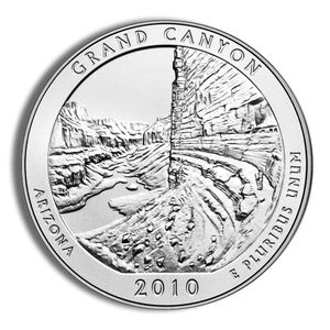 2010-P 5 Oz America The Beautiful Grand Canyon Burnished Silver Coin - BU (Cap Only, No Box and COA)