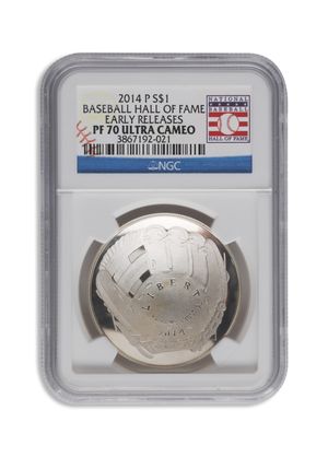 2014-P $1 Baseball Hall Fame Silver Commem - NGC PF70