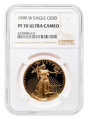 1990-W 1 oz Proof Gold Eagle $50 NGC PF70