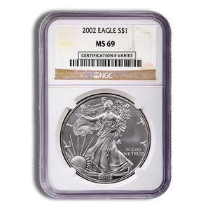 2002 Silver American Eagle - NGC MS69