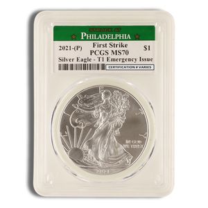 2021-P Silver American Eagle Type 1 - PCGS MS70 (First Strike, Emergency Issue)