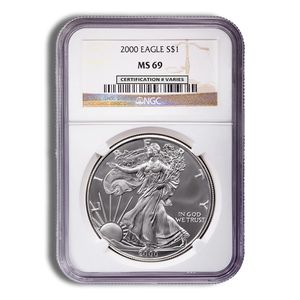 2000 Silver American Eagle - NGC MS69