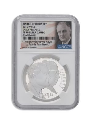 2015-W $1 March of Dimes Silver Commem - NGC PF70