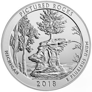 2018 5 oz ATB Pictured Rocks Silver Coin - BU