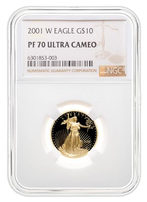 2001-W 1/4 oz Proof Gold Eagle $10 NGC PF70