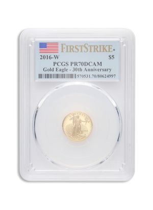2016-W 1/10 oz Proof Gold Eagle $5 PCGS PR70 FS
