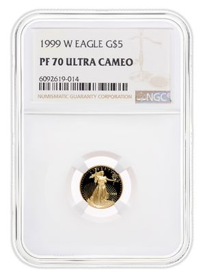 1999-W 1/10 oz Proof Gold Eagle $5 NGC PF70