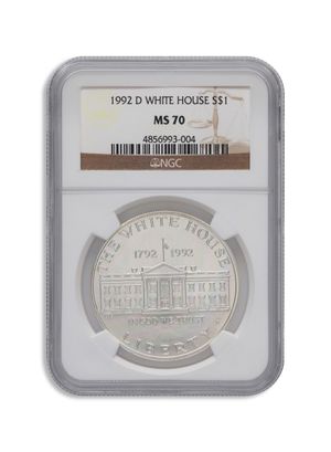 1992-D $1 White House Silver Commem - NGC MS70