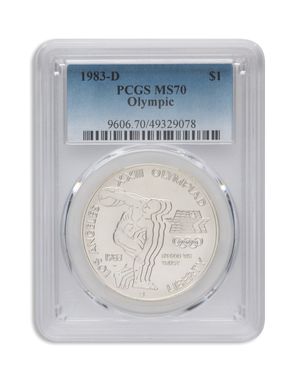 1983-D $1LA Olympic Silver Commem - PCGS MS70