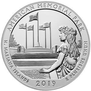2019 5 oz ATB American Memorial Park Silver Coin - BU
