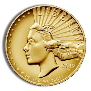 2019-W 1 Oz American Liberty High Relief Gold Coin - BU (with Box and COA)